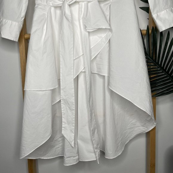 SOLD Zara White Asymmetric Tunic Top Size XS Wrap Tie Draped 3/4 Sleeve Cotton - Picture 7 of 12